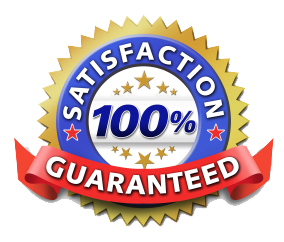 Satisfaction guaranteed badge emphasizing 100% satisfaction for Sunny Carpet Cleaning's eco-friendly tile and grout cleaning services.
